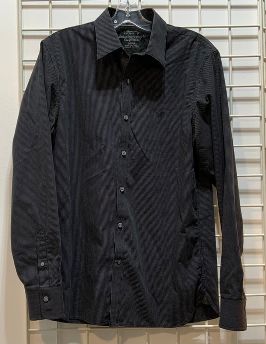 Vintage Style Black Long Sleeve Button Up Shirt