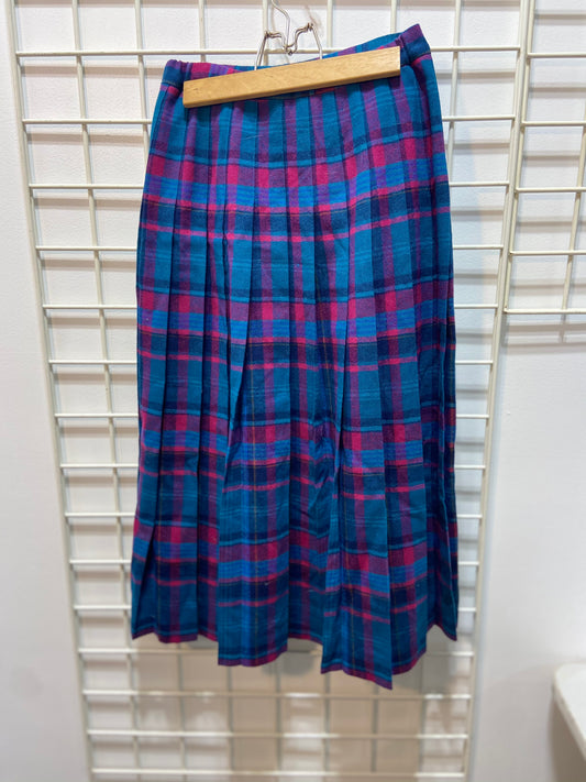 Vintage Blue/ Pink/ Purple Plaid Long Skirt