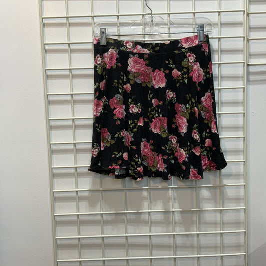 Floral Black Mini Skirt