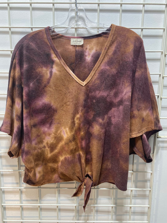 Tie dye v cut blouse with tie