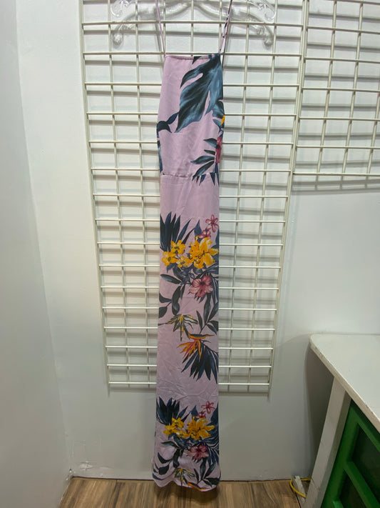 Tropical floral spaghetti strap long dress